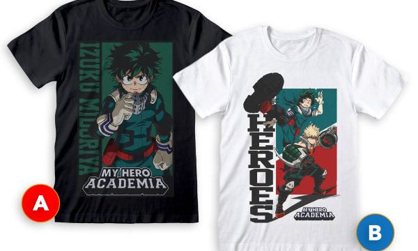 T-SHIRT- SABOR - MHA - MIDORIA/BAKUGO Maglia Bianca